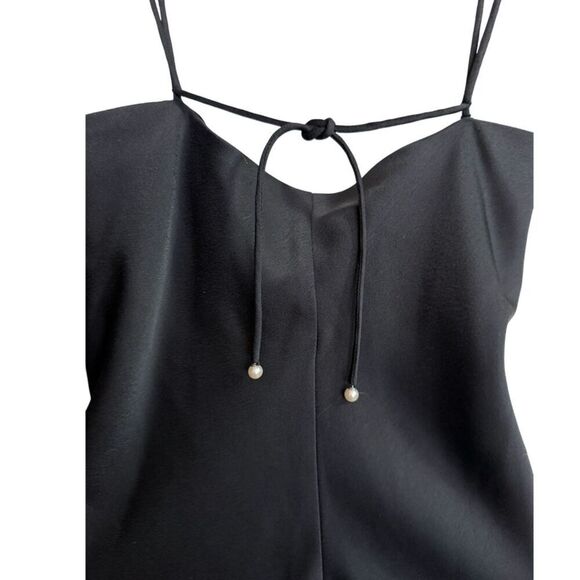Sam Edelman Black Satin Spaghetti Strap Dress Size 8 - Picture 6 of 11